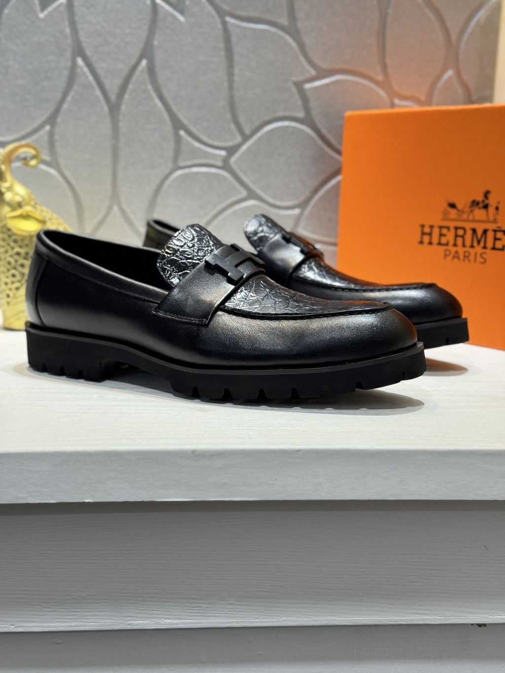 Hermès Black Knot Lug Sole Loafers — hero