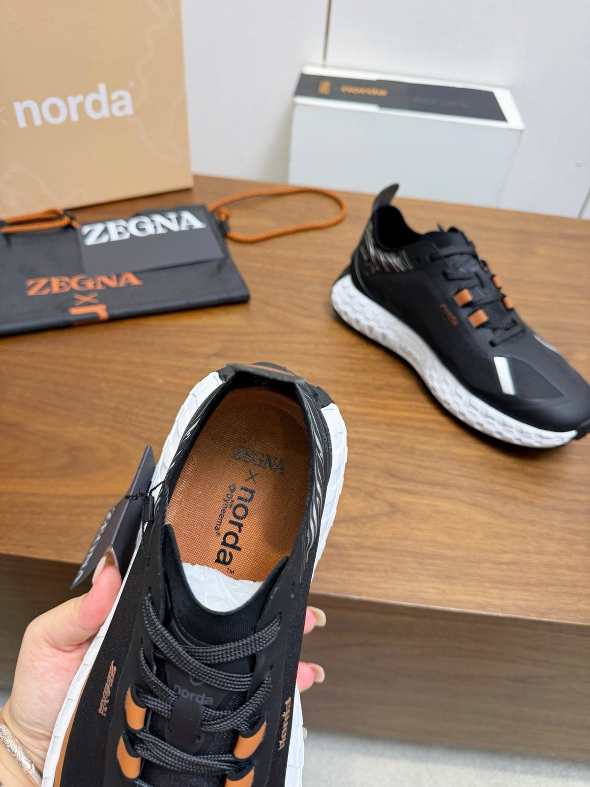 ZEGNA Black Orange Running Shoes — detail