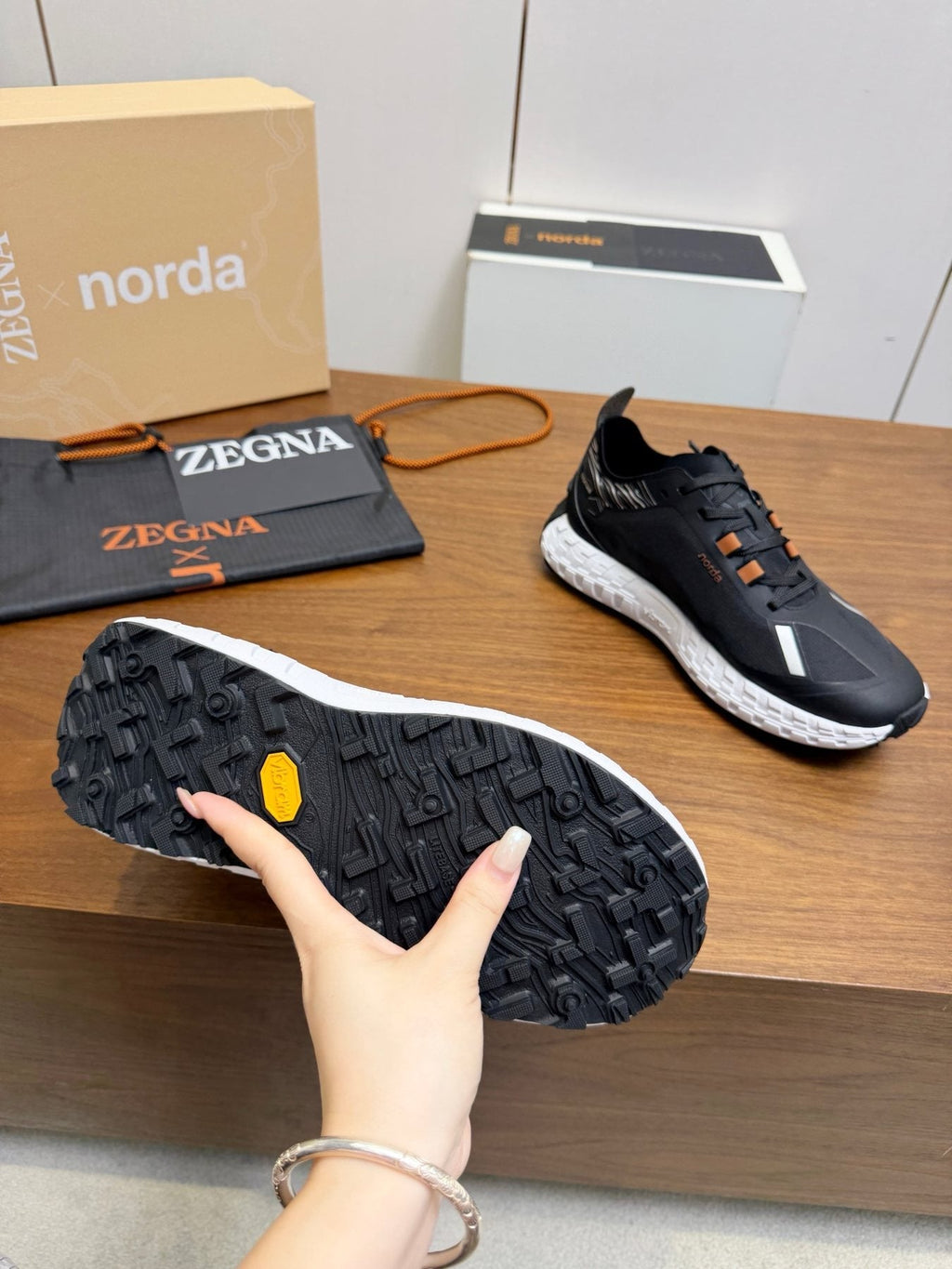 ZEGNA Black Orange Running Shoes — detail