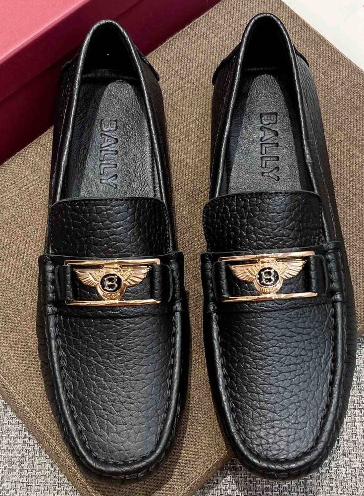 Bally Black Textured Slip-On Loafers — hero