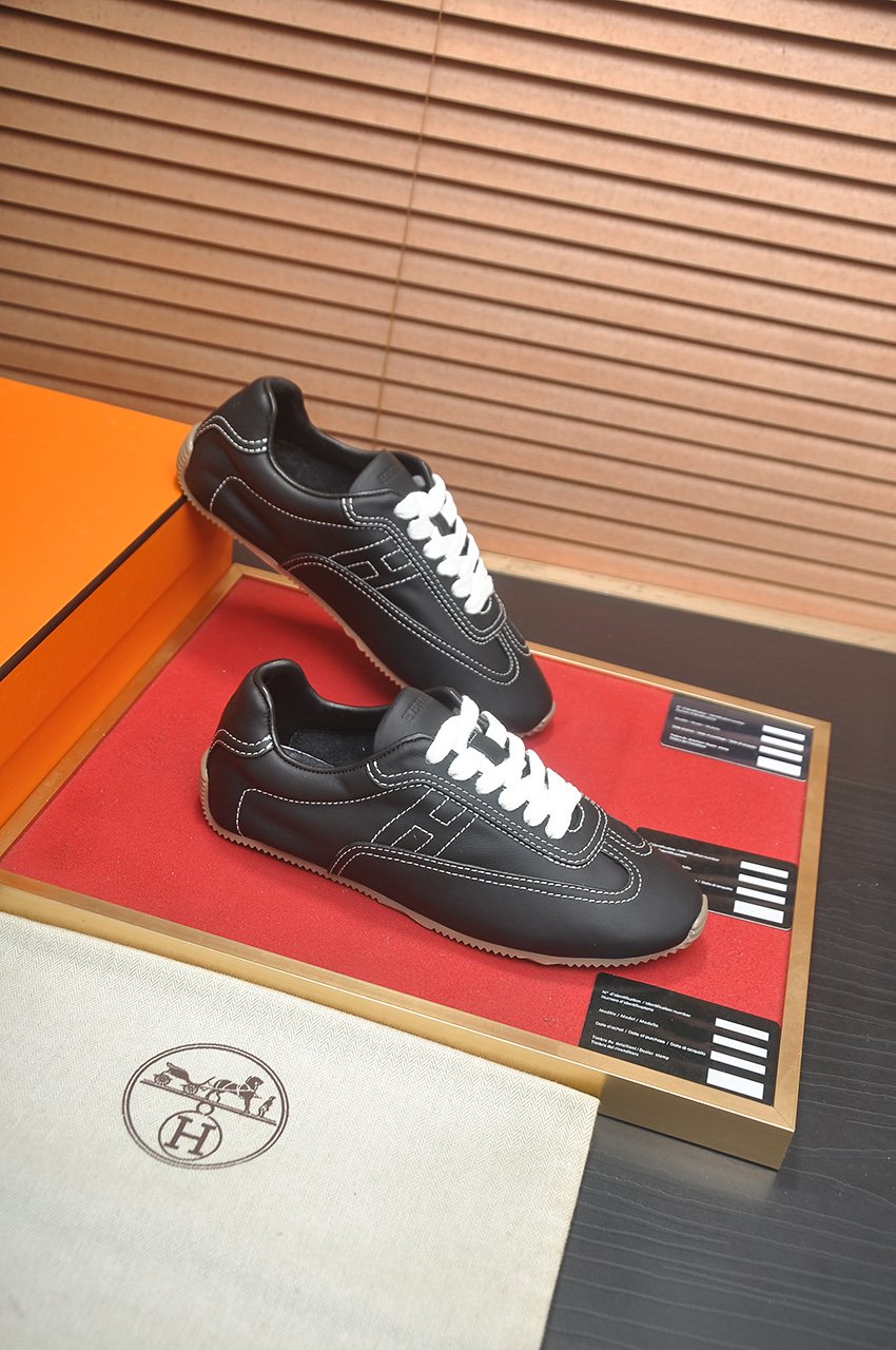 Hermès Low-Top Lace-Up Sneakers — side