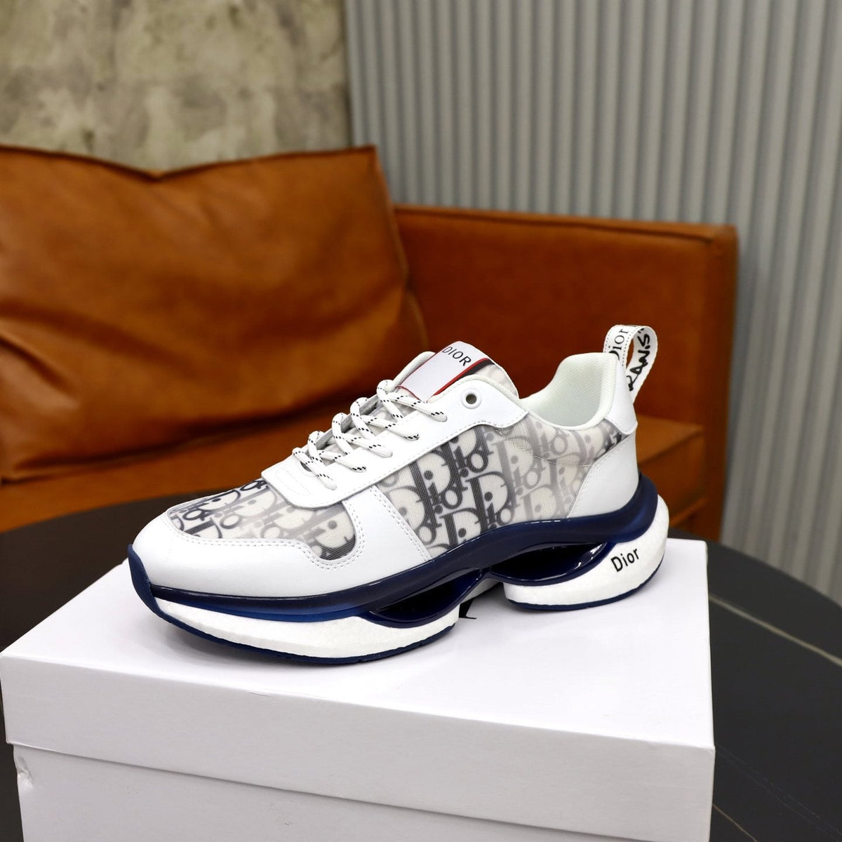 Dior Patterned Lace-Up Sneakers — side