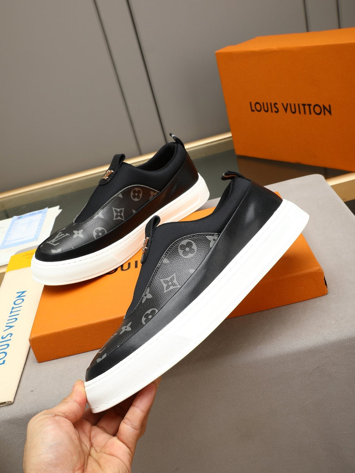 Louis Vuitton Monogram Slip-On Sneakers — detail