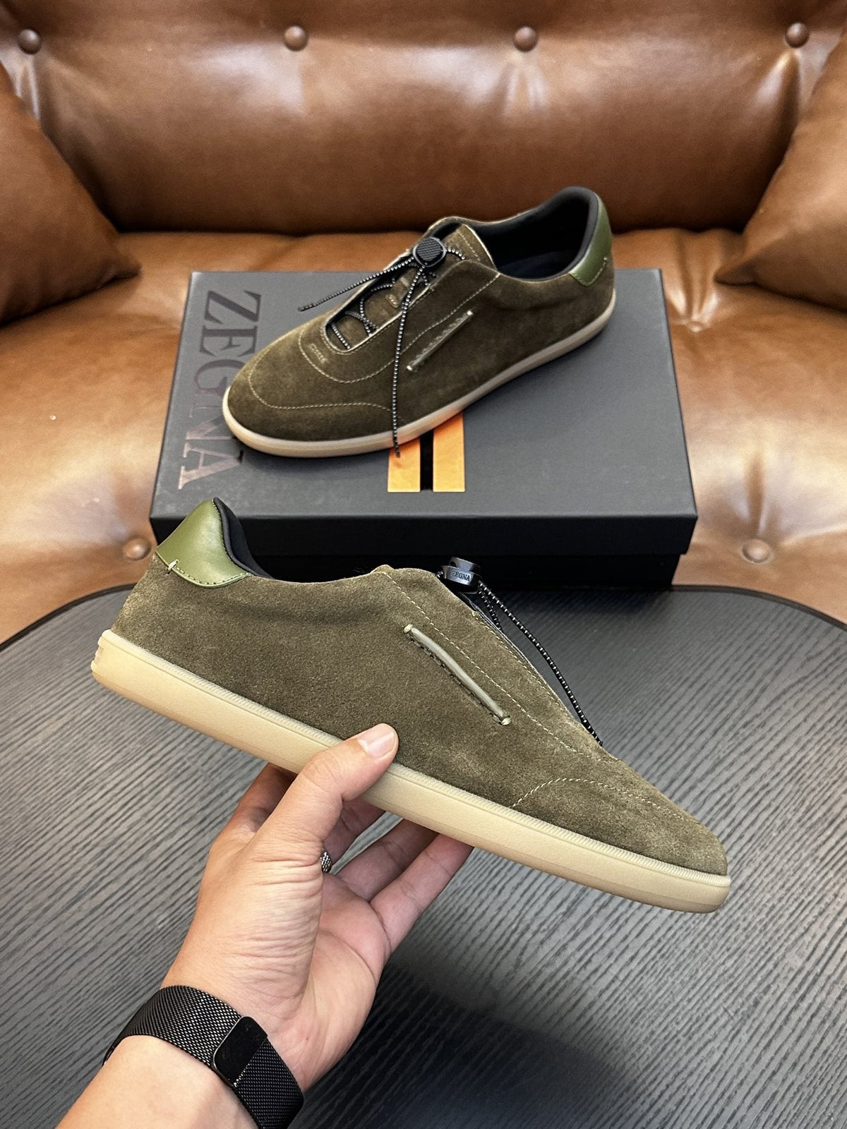 Zegna Triple Stitch Low-Top Sneakers — side