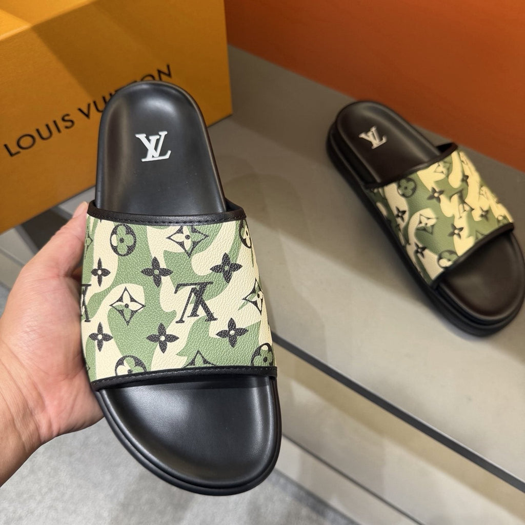 Louis Vuitton Graphic Strap Slide Sandals — front