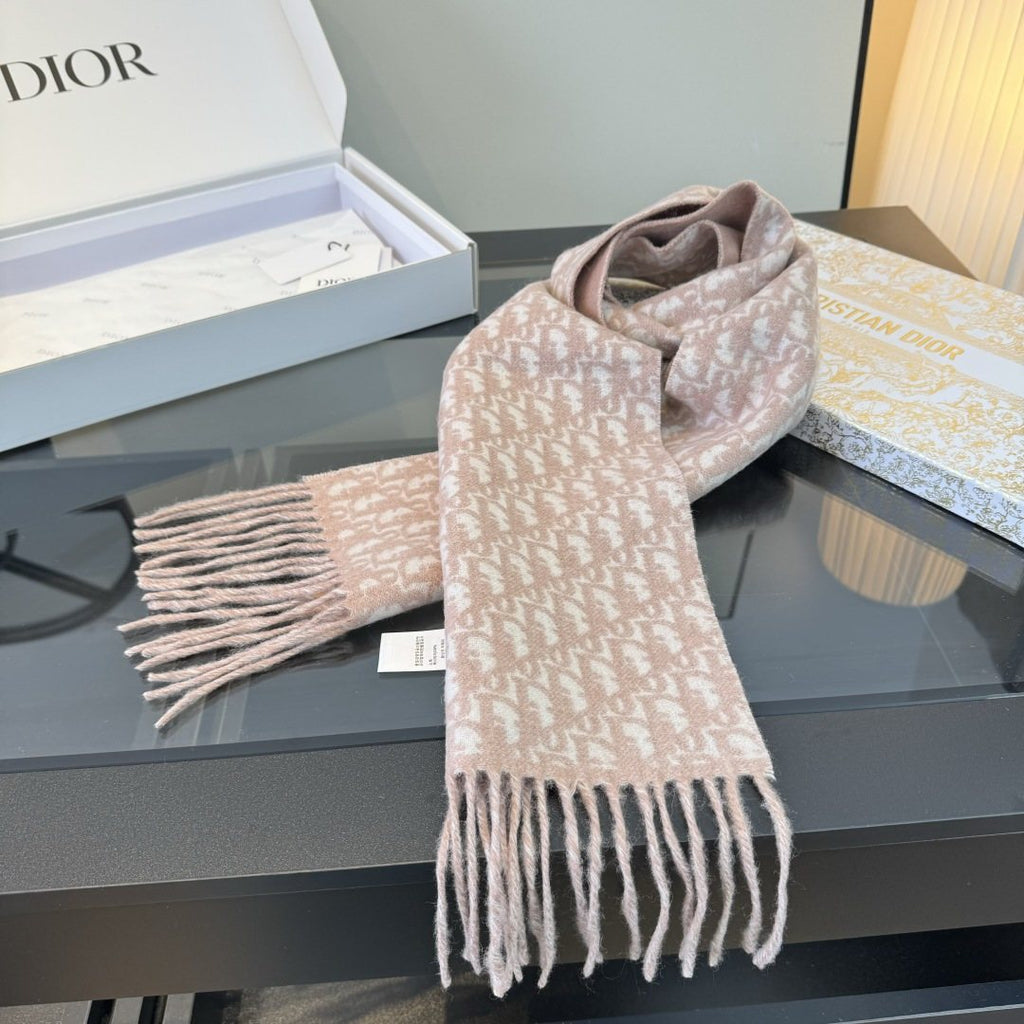 Dior Two-Tone Monogram Fringed Scarf — front